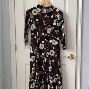 Zara black maxi dress with sleeves